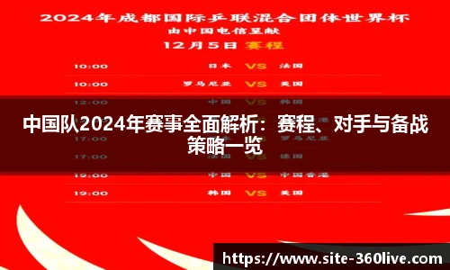 中国队2024年赛事全面解析：赛程、对手与备战策略一览