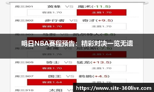 明日NBA赛程预告：精彩对决一览无遗