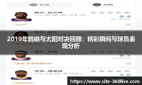 2019年鹈鹕与太阳对决回顾：精彩瞬间与球员表现分析
